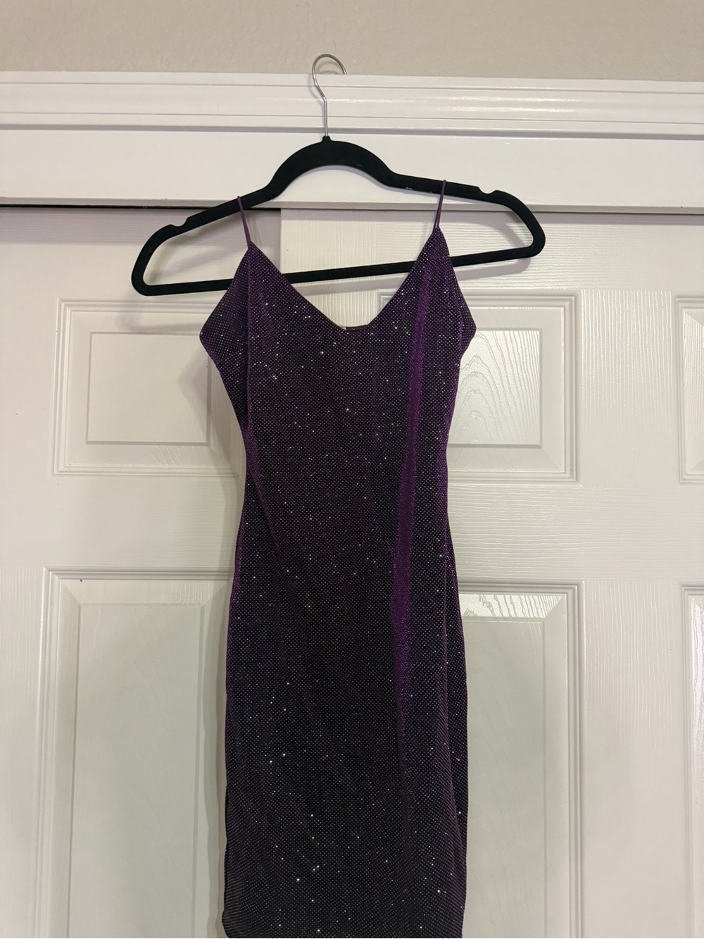 Sparkle Purple Slip Dress with Spaghetti Straps